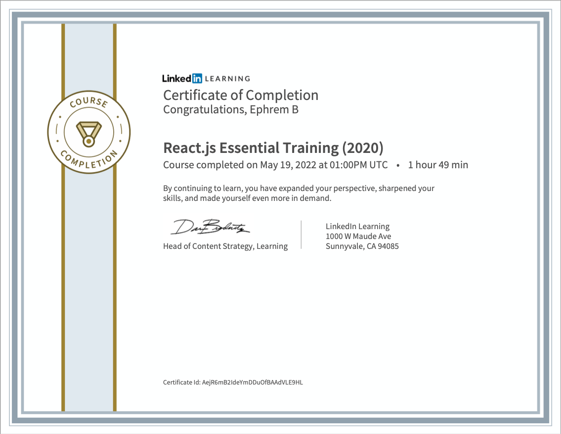 React.js Essential Training